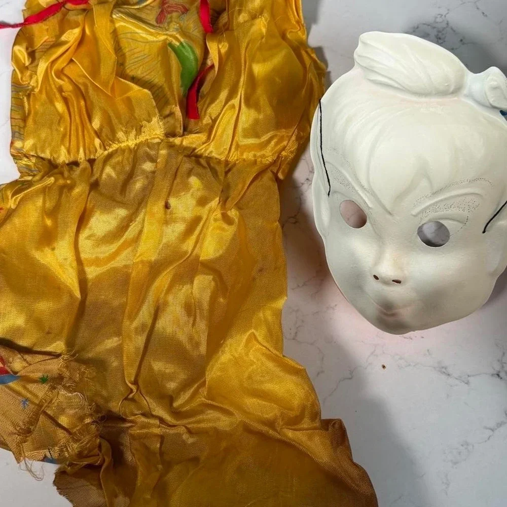 Vintage 1968 Ben Cooper Disney Tinker Bell Halloween Costume Mask Box Sz 4-6